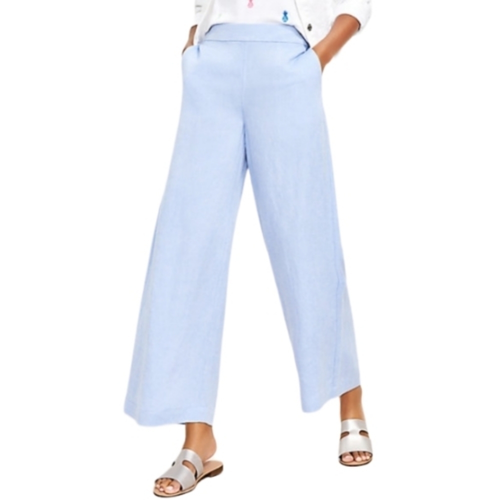 NEW! LOFT Fluid Wide Leg Crop Ankle Pants Chambray XL Tall.